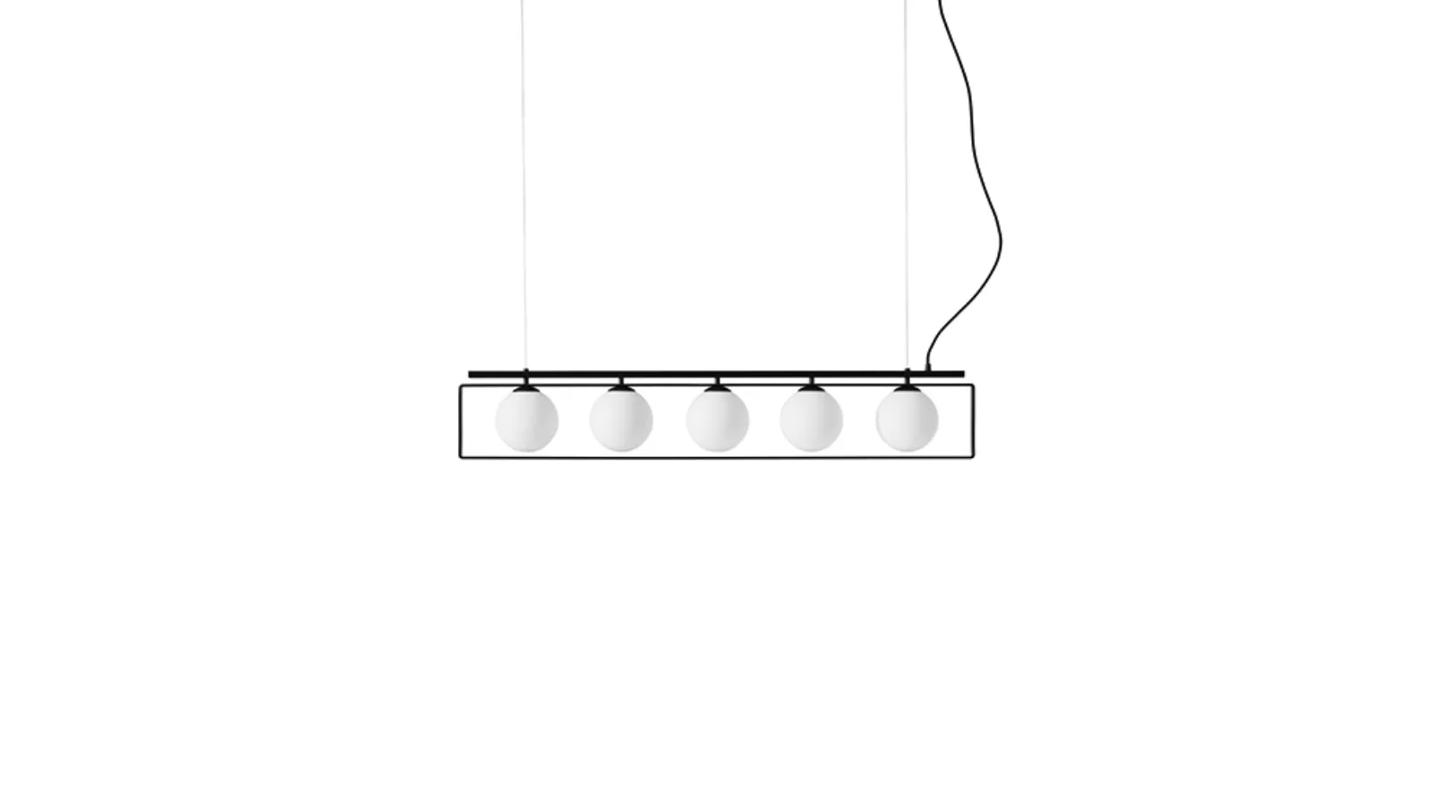 Lampada a sospensione Suspense in metallo con 5 sfere in vetro soffiato di Midj
